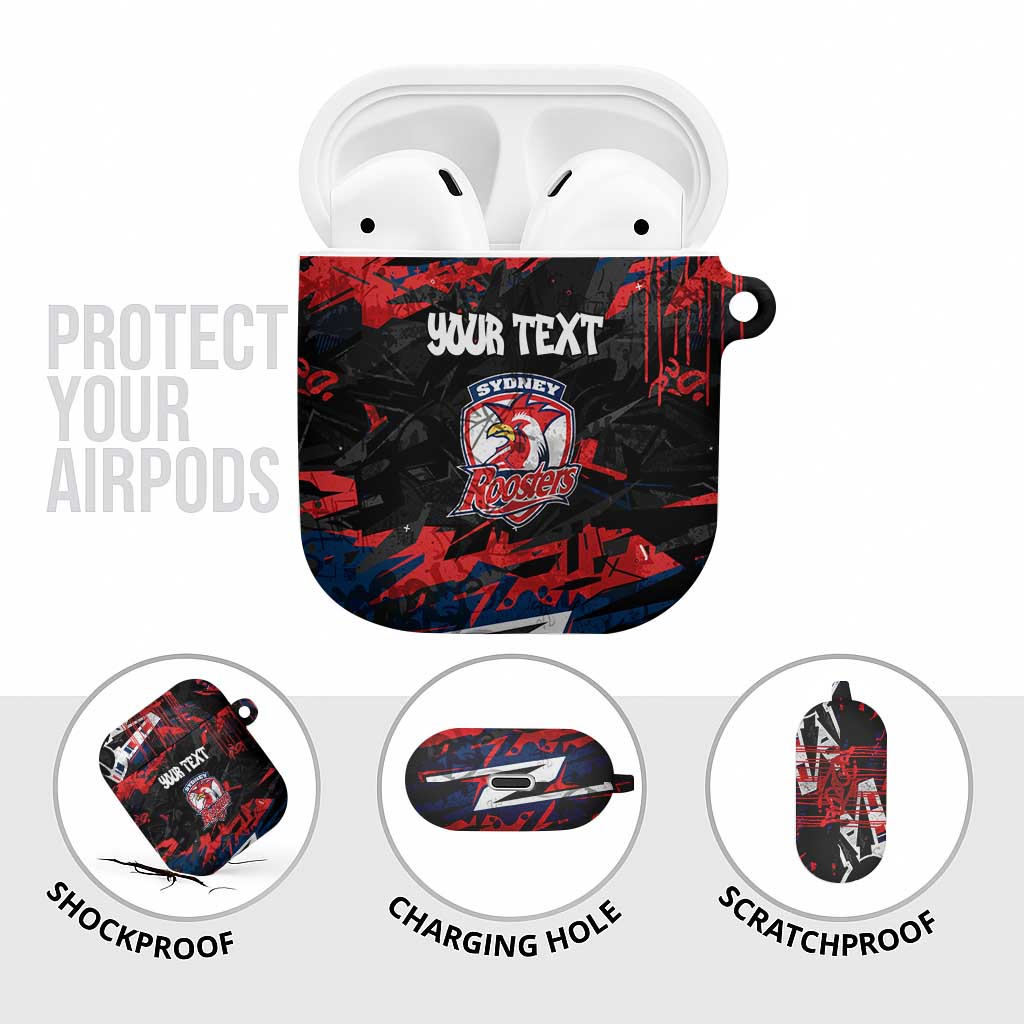 Personalized Sydney Roosters AirPods Case Graffiti Grunge Abstract Urban Street Style Design