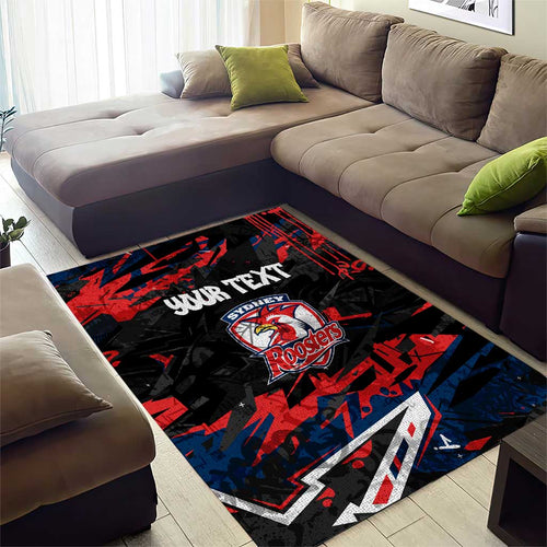 Personalized Sydney Roosters Area Rug Graffiti Grunge Abstract Urban Street Style Design