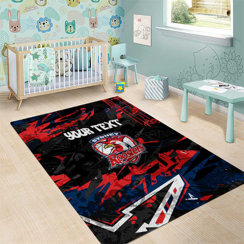 Personalized Sydney Roosters Area Rug Graffiti Grunge Abstract Urban Street Style Design