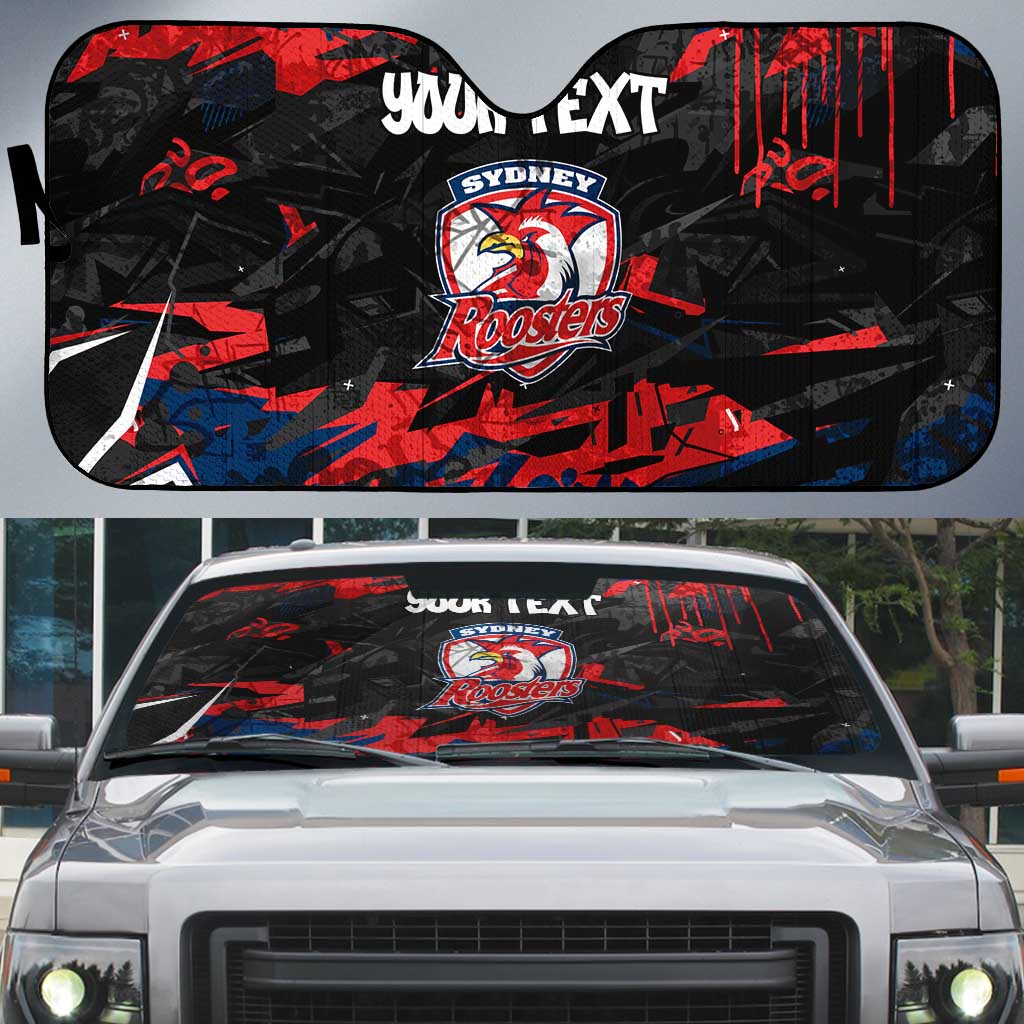 Personalized Sydney Roosters Auto Sun Shade Graffiti Grunge Abstract Urban Street Style Design