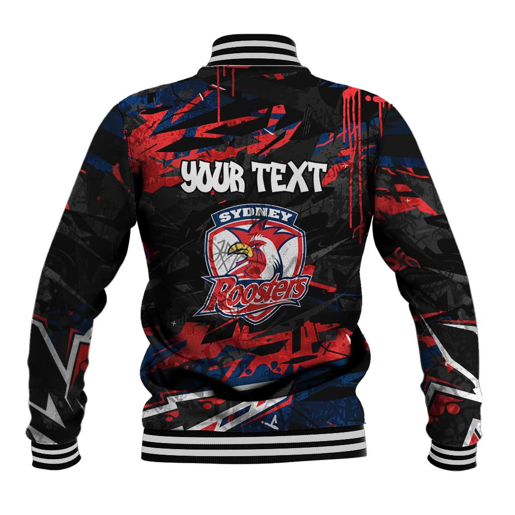 Personalized Sydney Roosters Baseball Jacket Graffiti Grunge Abstract Urban Street Style Design