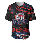 Personalized Sydney Roosters Baseball Jersey Graffiti Grunge Abstract Urban Street Style Design