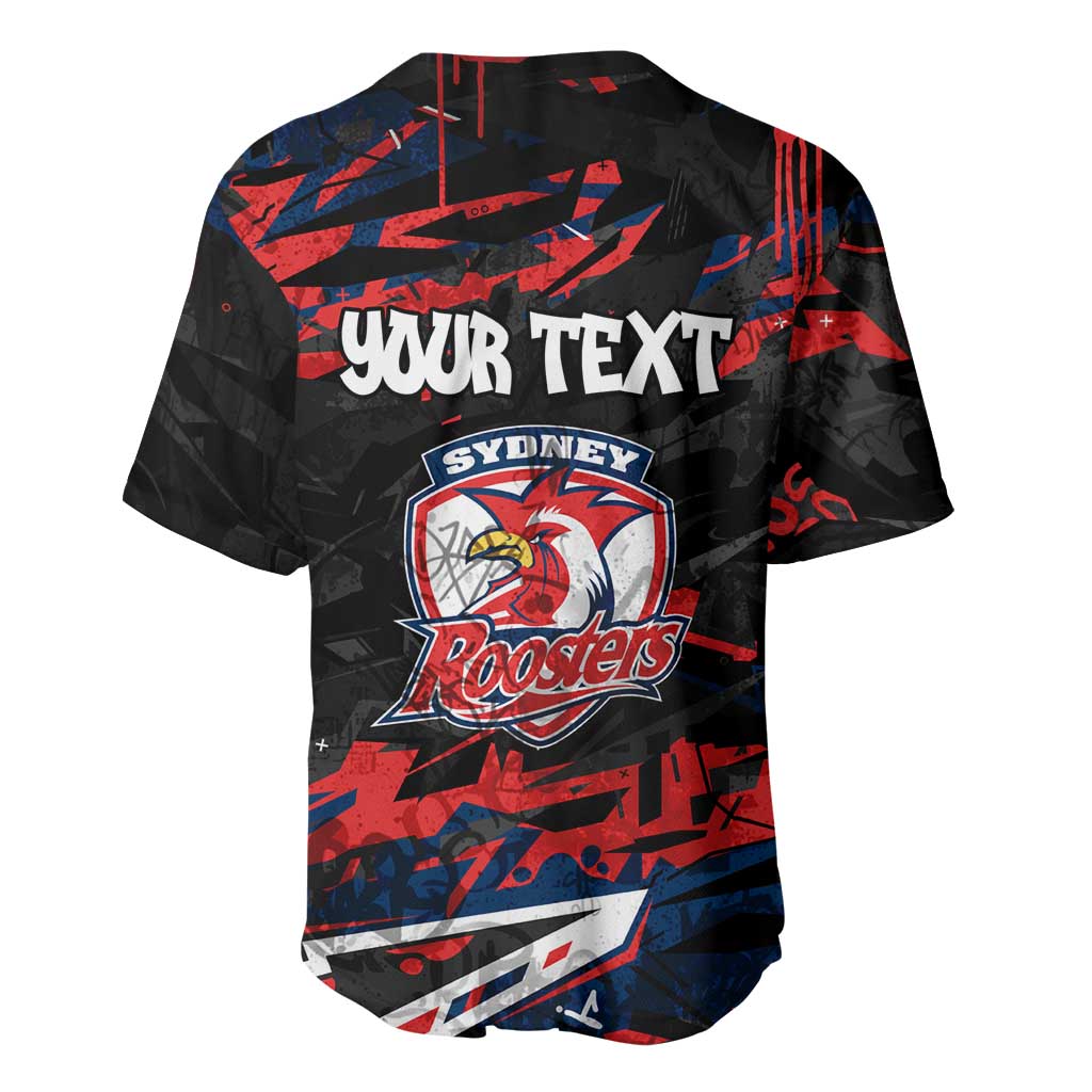 Personalized Sydney Roosters Baseball Jersey Graffiti Grunge Abstract Urban Street Style Design