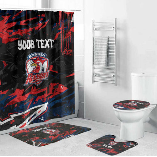 Personalized Sydney Roosters Bathroom Set Graffiti Grunge Abstract Urban Street Style Design