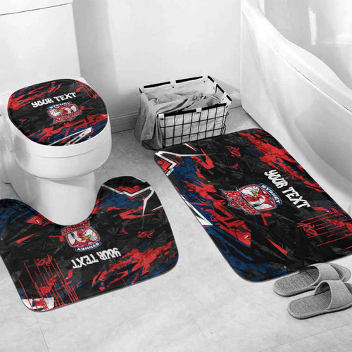 Personalized Sydney Roosters Bathroom Set Graffiti Grunge Abstract Urban Street Style Design