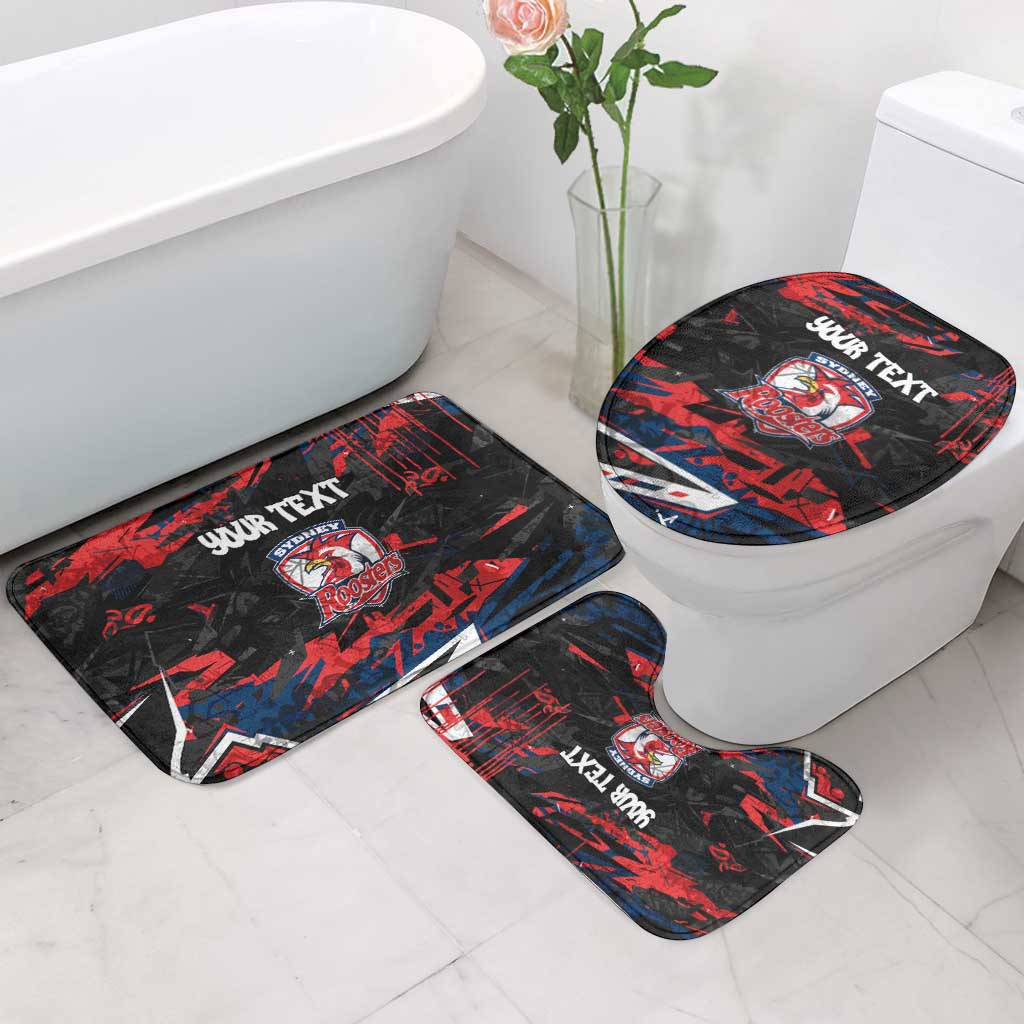 Personalized Sydney Roosters Bathroom Set Graffiti Grunge Abstract Urban Street Style Design