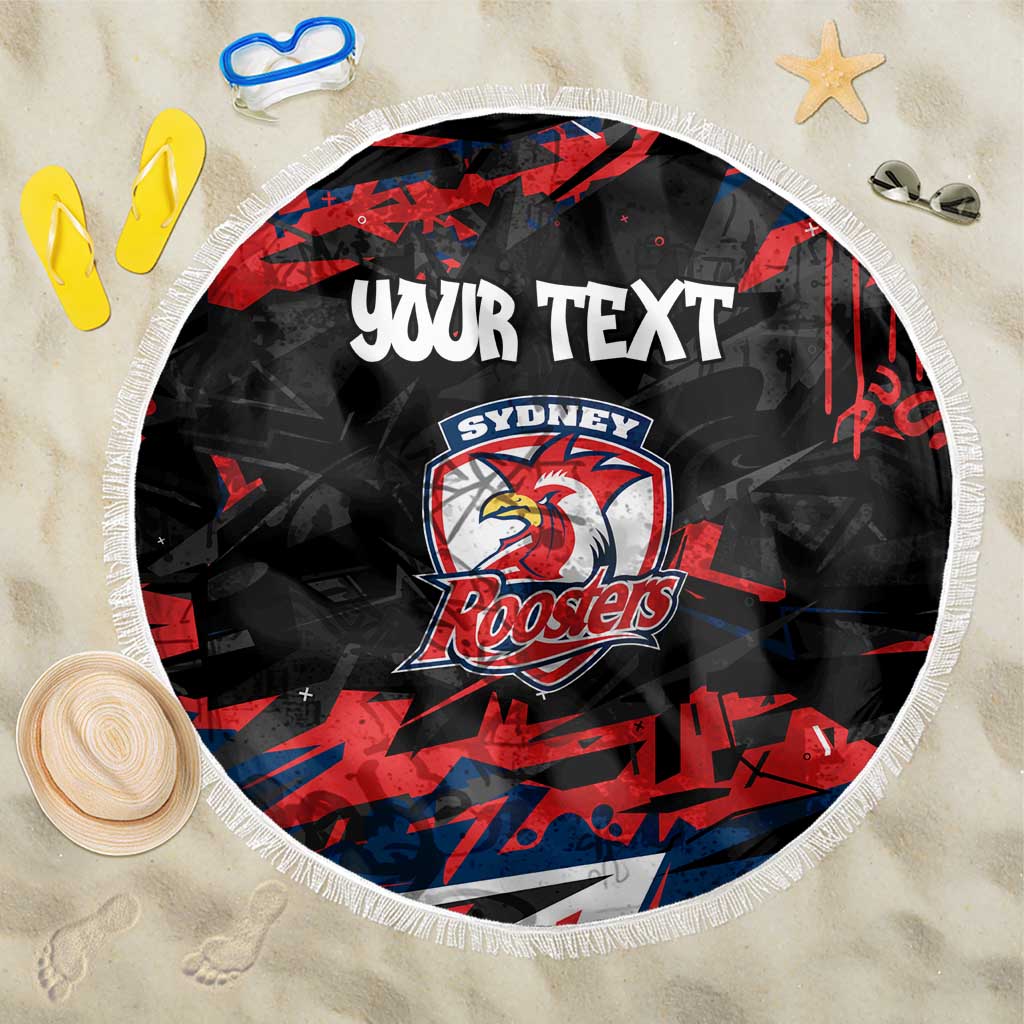 Personalized Sydney Roosters Beach Blanket Graffiti Grunge Abstract Urban Street Style Design