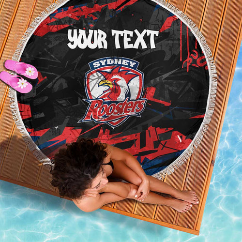 Personalized Sydney Roosters Beach Blanket Graffiti Grunge Abstract Urban Street Style Design