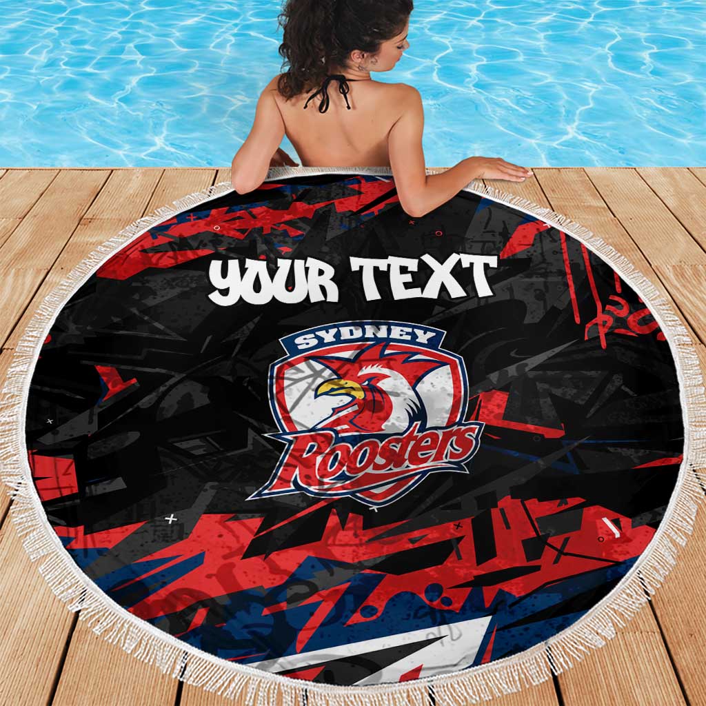 Personalized Sydney Roosters Beach Blanket Graffiti Grunge Abstract Urban Street Style Design