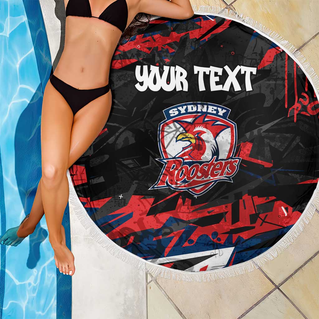 Personalized Sydney Roosters Beach Blanket Graffiti Grunge Abstract Urban Street Style Design