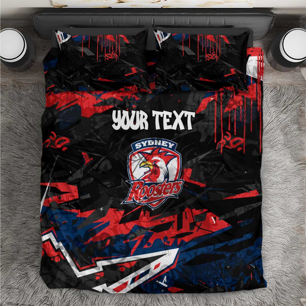 Personalized Sydney Roosters Bedding Set Graffiti Grunge Abstract Urban Street Style Design