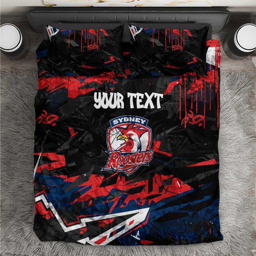 Personalized Sydney Roosters Bedding Set Graffiti Grunge Abstract Urban Street Style Design