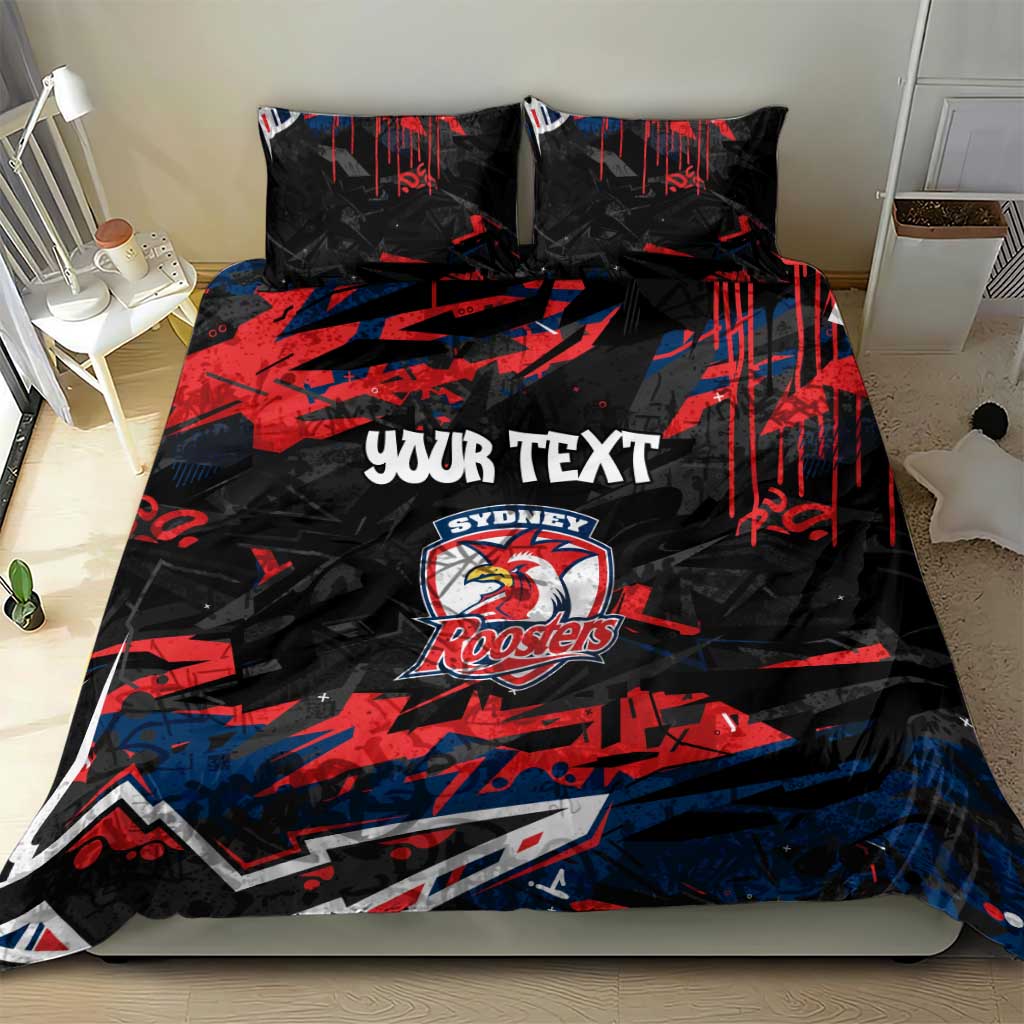 Personalized Sydney Roosters Bedding Set Graffiti Grunge Abstract Urban Street Style Design