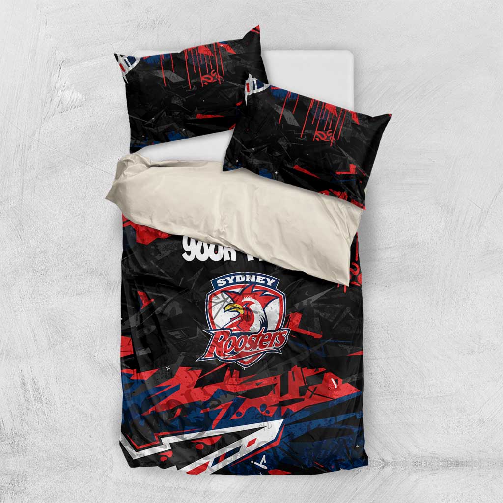 Personalized Sydney Roosters Bedding Set Graffiti Grunge Abstract Urban Street Style Design