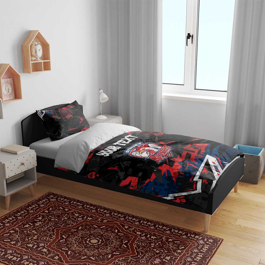 Personalized Sydney Roosters Bedding Set Graffiti Grunge Abstract Urban Street Style Design