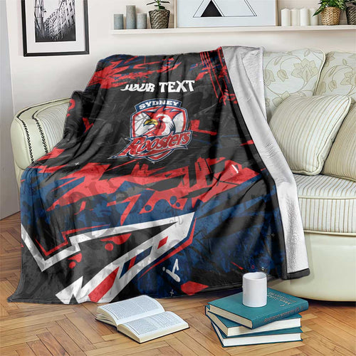 Personalized Sydney Roosters Blanket Graffiti Grunge Abstract Urban Street Style Design