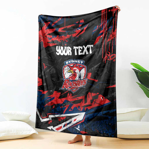 Personalized Sydney Roosters Blanket Graffiti Grunge Abstract Urban Street Style Design