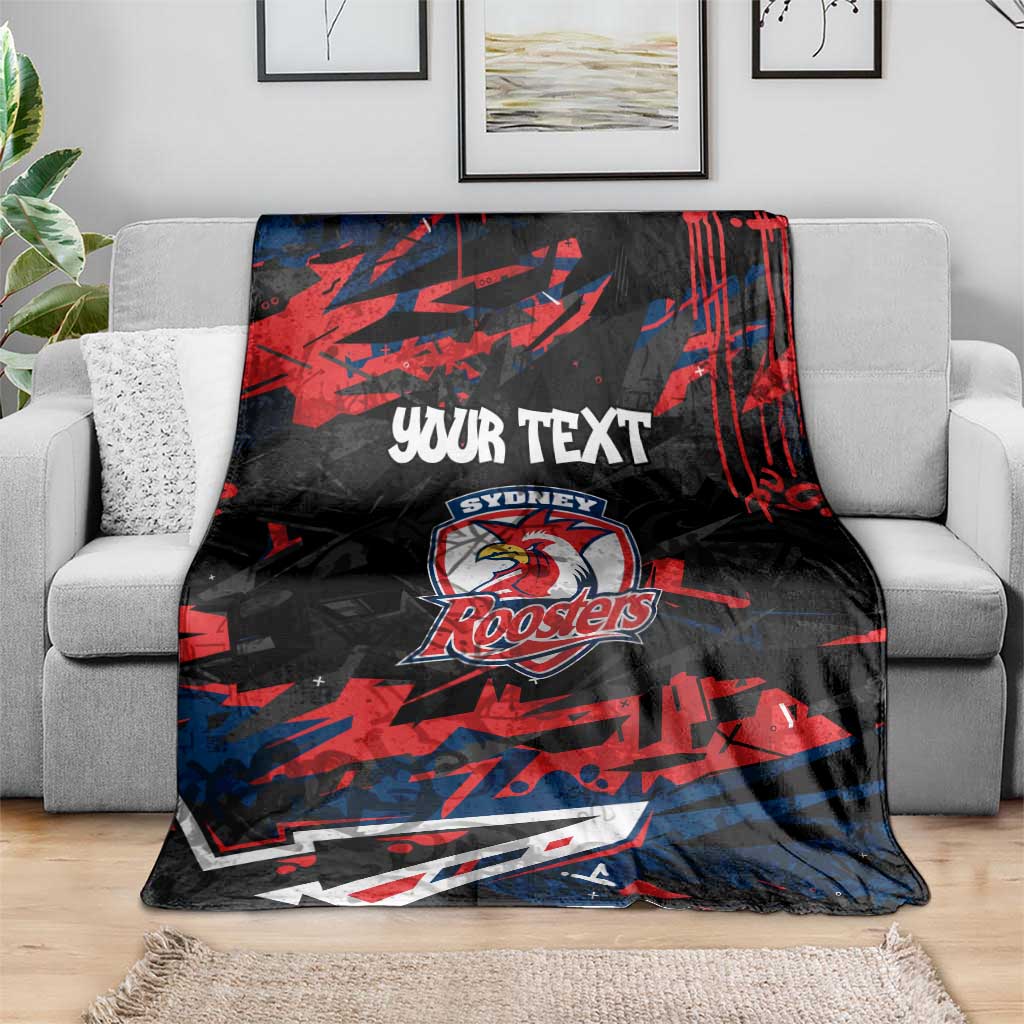 Personalized Sydney Roosters Blanket Graffiti Grunge Abstract Urban Street Style Design