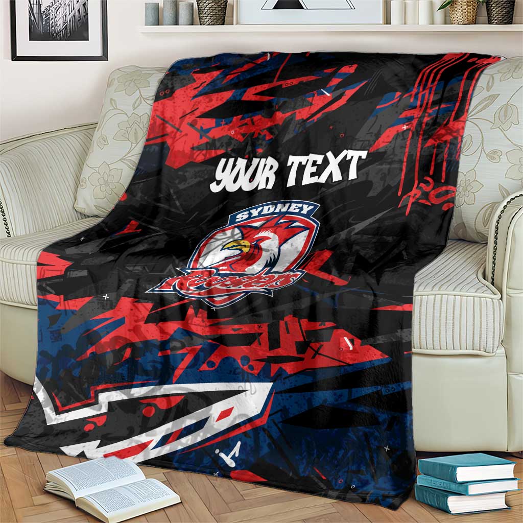 Personalized Sydney Roosters Blanket Graffiti Grunge Abstract Urban Street Style Design