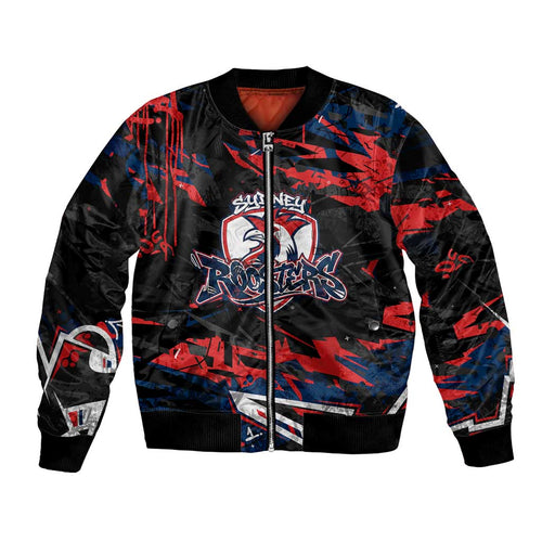Personalized Sydney Roosters Bomber Jacket Graffiti Grunge Abstract Urban Street Style Design