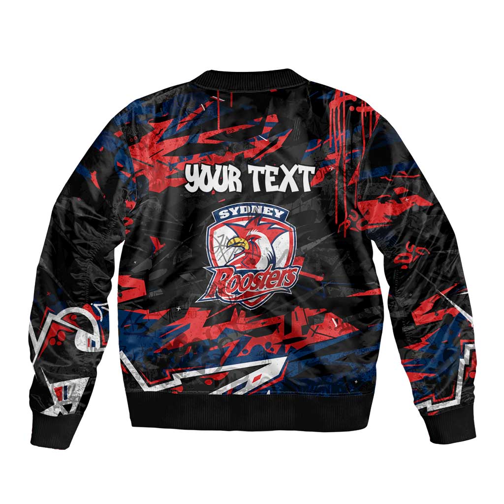 Personalized Sydney Roosters Bomber Jacket Graffiti Grunge Abstract Urban Street Style Design