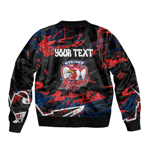 Personalized Sydney Roosters Bomber Jacket Graffiti Grunge Abstract Urban Street Style Design