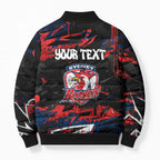 Personalized Sydney Roosters Bomber Puffer Jacket Graffiti Grunge Abstract Urban Street Style Design