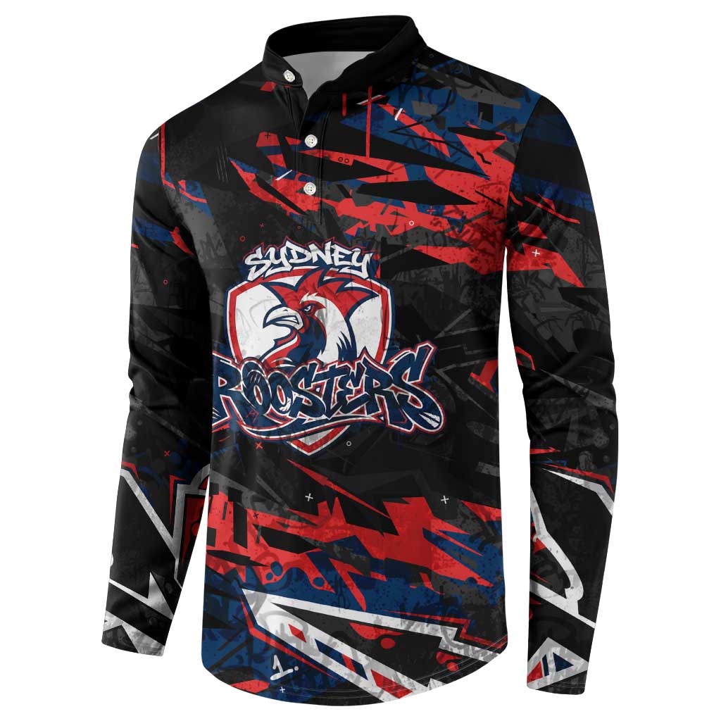 Personalized Sydney Roosters Button Sweatshirt Graffiti Grunge Abstract Urban Street Style Design
