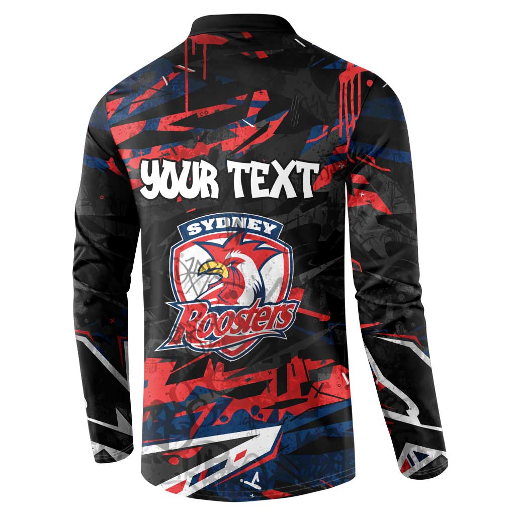 Personalized Sydney Roosters Button Sweatshirt Graffiti Grunge Abstract Urban Street Style Design
