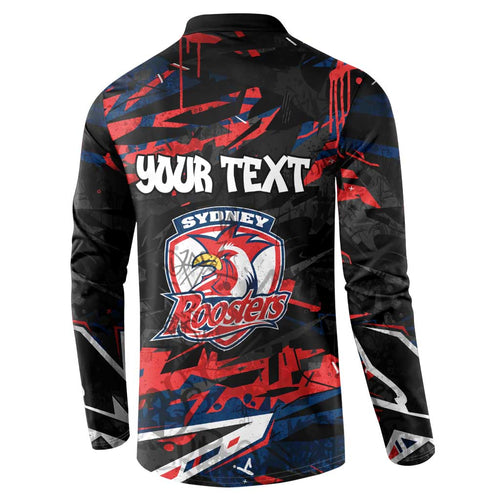 Personalized Sydney Roosters Button Sweatshirt Graffiti Grunge Abstract Urban Street Style Design
