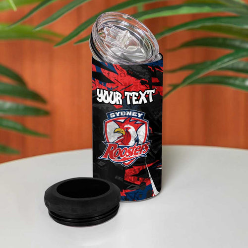 Personalized Sydney Roosters 4 in 1 Can Cooler Tumbler Graffiti Grunge Abstract Urban Street Style Design
