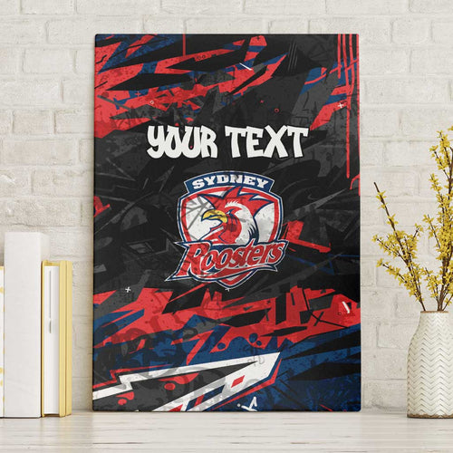 Personalized Sydney Roosters Canvas Wall Art Graffiti Grunge Abstract Urban Street Style Design