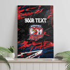 Personalized Sydney Roosters Canvas Wall Art Graffiti Grunge Abstract Urban Street Style Design
