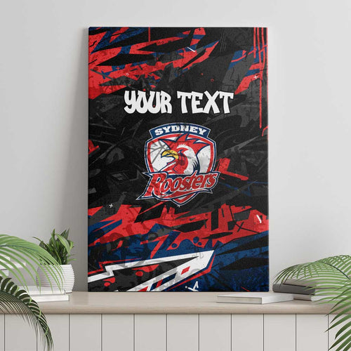 Personalized Sydney Roosters Canvas Wall Art Graffiti Grunge Abstract Urban Street Style Design