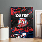 Personalized Sydney Roosters Canvas Wall Art Graffiti Grunge Abstract Urban Street Style Design