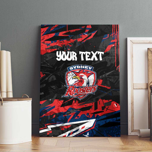 Personalized Sydney Roosters Canvas Wall Art Graffiti Grunge Abstract Urban Street Style Design