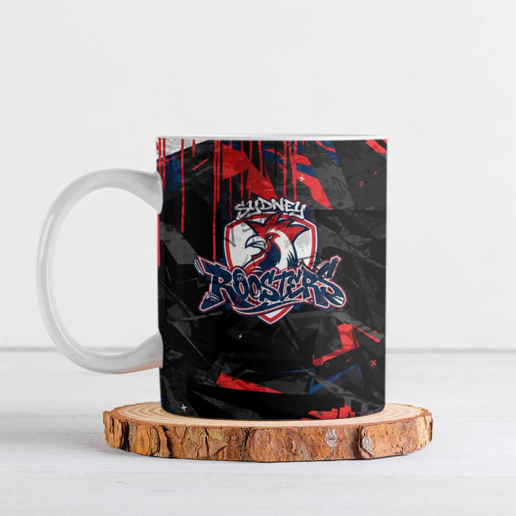 Personalized Sydney Roosters Ceramic Mug Graffiti Grunge Abstract Urban Street Style Design