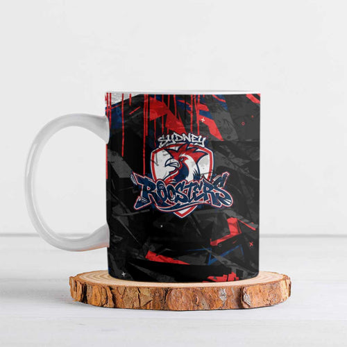 Personalized Sydney Roosters Ceramic Mug Graffiti Grunge Abstract Urban Street Style Design