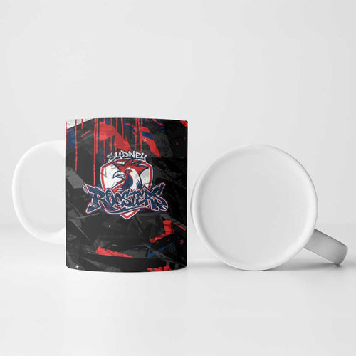 Personalized Sydney Roosters Ceramic Mug Graffiti Grunge Abstract Urban Street Style Design