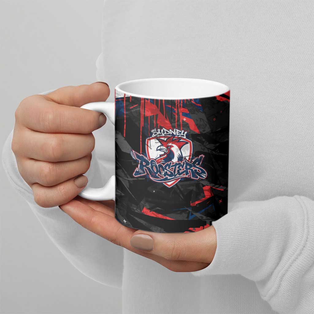 Personalized Sydney Roosters Ceramic Mug Graffiti Grunge Abstract Urban Street Style Design