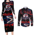 Personalized Sydney Roosters Couples Matching Long Sleeve Bodycon Dress and Long Sleeve Button Shirt Graffiti Grunge Abstract Urban Street Style Design