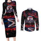Personalized Sydney Roosters Couples Matching Long Sleeve Bodycon Dress and Long Sleeve Button Shirt Graffiti Grunge Abstract Urban Street Style Design
