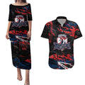 Personalized Sydney Roosters Couples Matching Puletasi and Hawaiian Shirt Graffiti Grunge Abstract Urban Street Style Design
