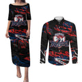 Personalized Sydney Roosters Couples Matching Puletasi and Long Sleeve Button Shirt Graffiti Grunge Abstract Urban Street Style Design
