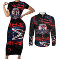Personalized Sydney Roosters Couples Matching Short Sleeve Bodycon Dress and Long Sleeve Button Shirt Graffiti Grunge Abstract Urban Street Style Design