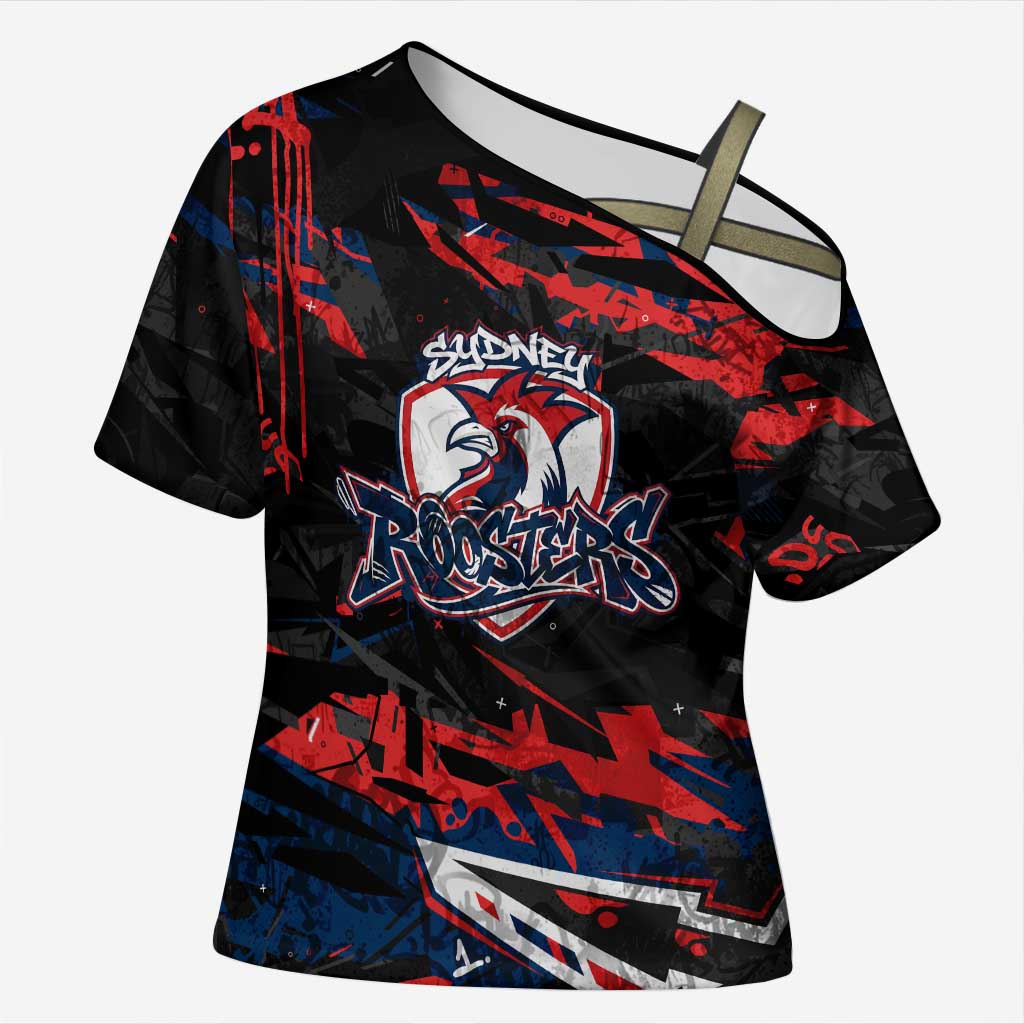 Personalized Sydney Roosters Cross Shoulder Shirt Graffiti Grunge Abstract Urban Street Style Design