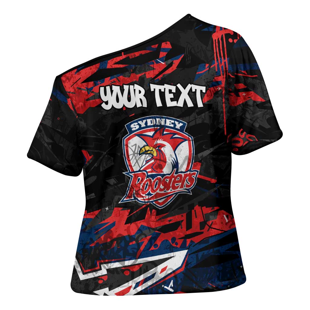 Personalized Sydney Roosters Cross Shoulder Shirt Graffiti Grunge Abstract Urban Street Style Design
