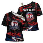 Personalized Sydney Roosters Cross Shoulder Shirt Graffiti Grunge Abstract Urban Street Style Design