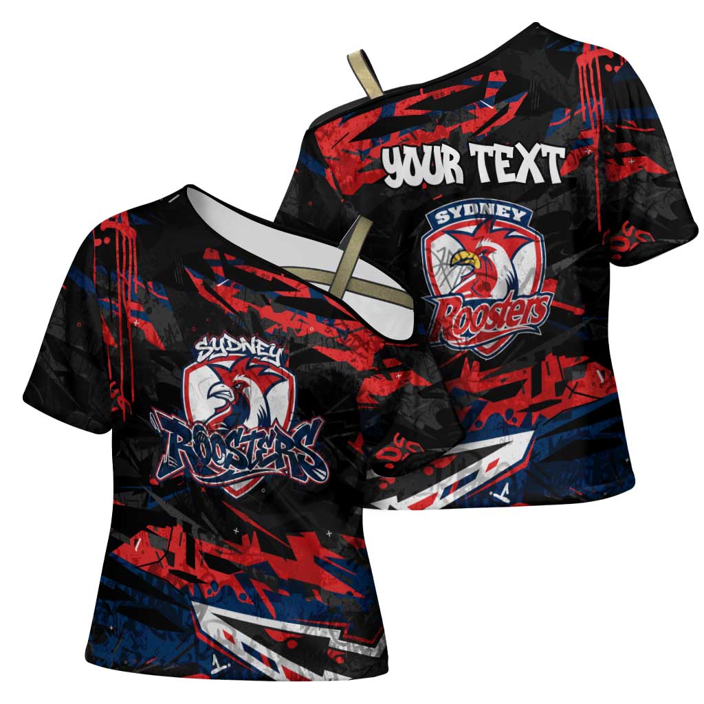 Personalized Sydney Roosters Cross Shoulder Shirt Graffiti Grunge Abstract Urban Street Style Design