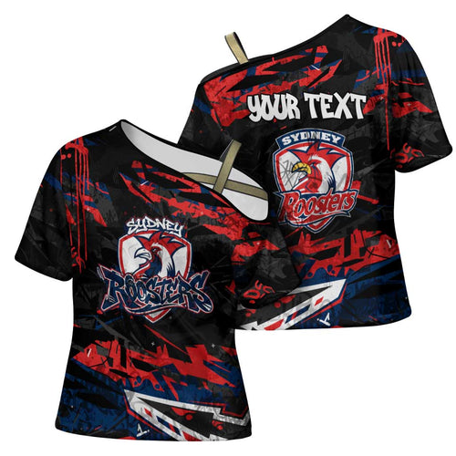 Personalized Sydney Roosters Cross Shoulder Shirt Graffiti Grunge Abstract Urban Street Style Design